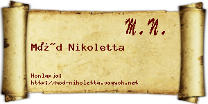 Mód Nikoletta névjegykártya