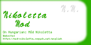 nikoletta mod business card